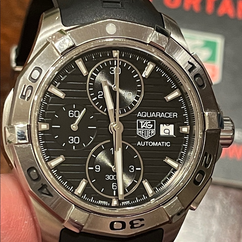 TAG Heuer Aquaracer Black and Silver Chronograph